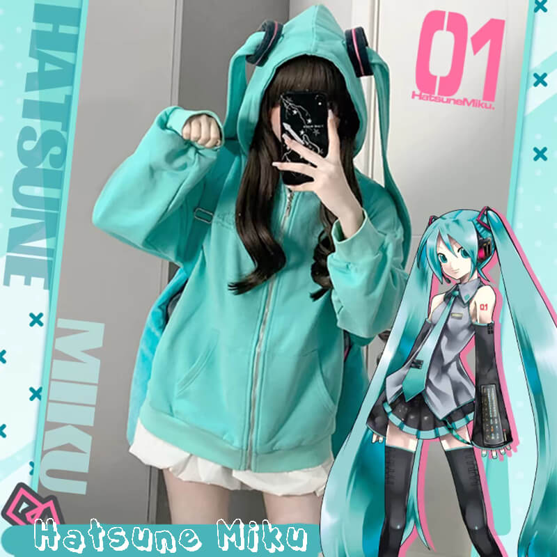 Hatsune-Miku-Long-Turquoise-Twintails-Hat-Full-Zip-Coat-With-Hood-On