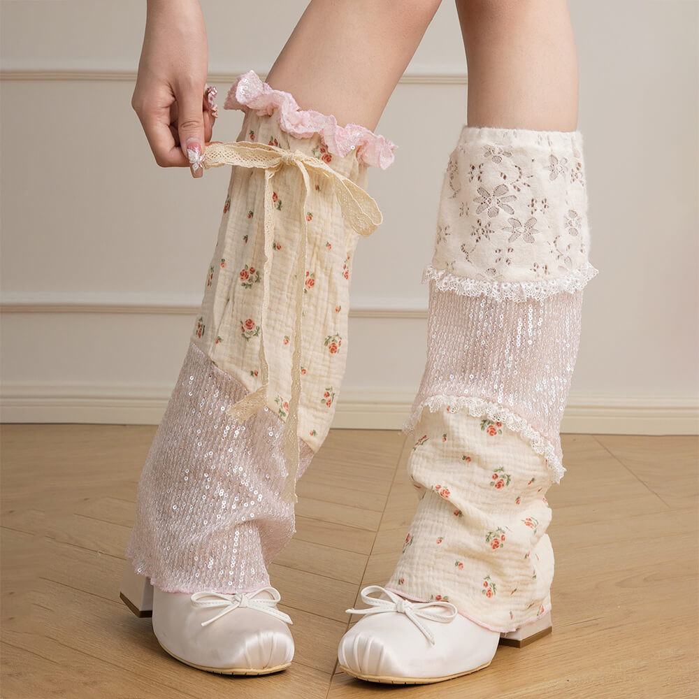 Lace Floral Patchwork Sequines Summer Leg Warmers – KawaiiEnvy