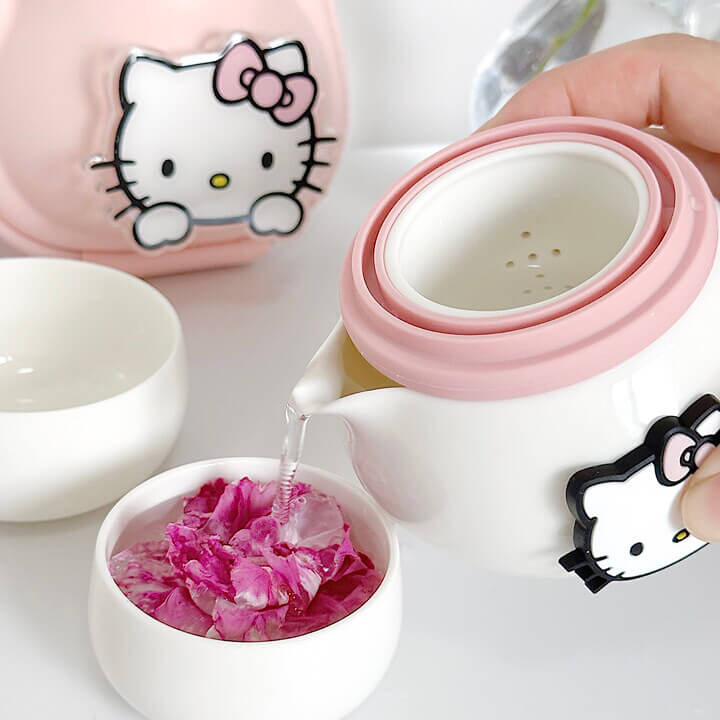 Colors Optional Cute Hello Kitty Ceramic Tea Set 6pcs Tea