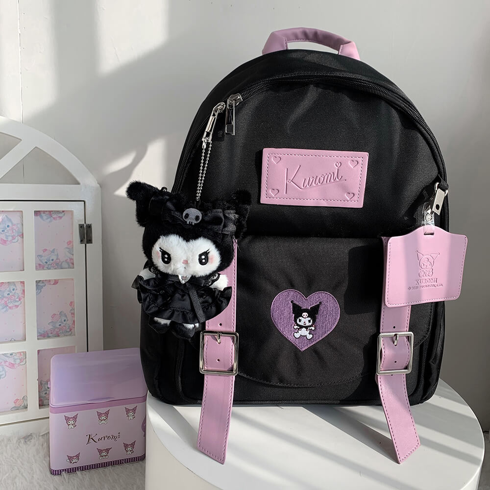 Kawaii Black Kitty Canvas Backpack - Kuru Store