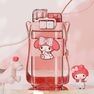 Sanrio-Punk-Series-Pink-My-Melody-Tritan-Double-Drink-Flat-Sipper-Water-Bottle-with-Adjustable-Strap-520ml