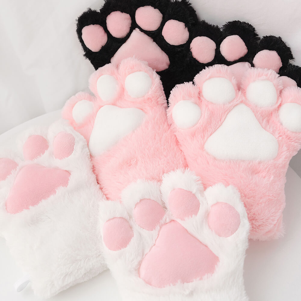 cosplay handschuhe Fluffy Cat Paw Gloves Cosplay Black Paw one pair