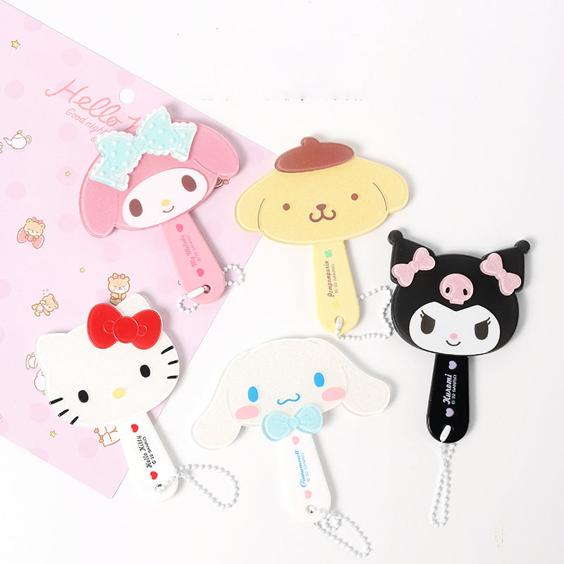 Sanrio Rotating Slide Pocket Mirror Keychain Kuromi Face Mirror