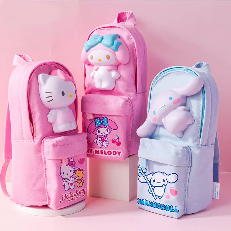 hello kitty backpack pencil case Sanrio Backpack Shaped Squishy Pencil Case cinnamoroll Backpack Case
