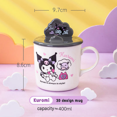 2023-latest-new-sanrio-kuromi-illustration-coffee-mug-with-3d-phone-holder-cup-lid-design-400ml