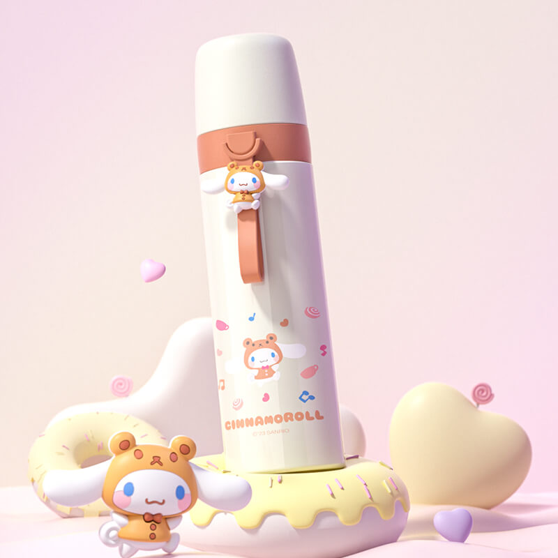 2023-new-sanrio-licensed-kawaii-white-thermos-water-bottle-500ml-with-3d-cinnamoroll-silicone-handle