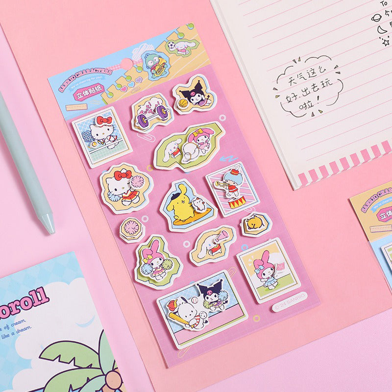 2024-Latest-Design-Sanrio-Sports-Time-Series-3D-Stickers-Set-Style-B