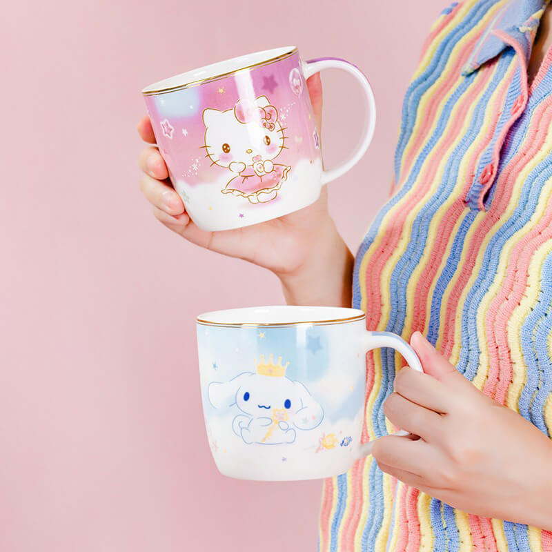 2024-New-Design-Sanrio-Drinkwear-Hello-Kitty-Cinnamoroll-Bone-China-Mugs-With-Handles