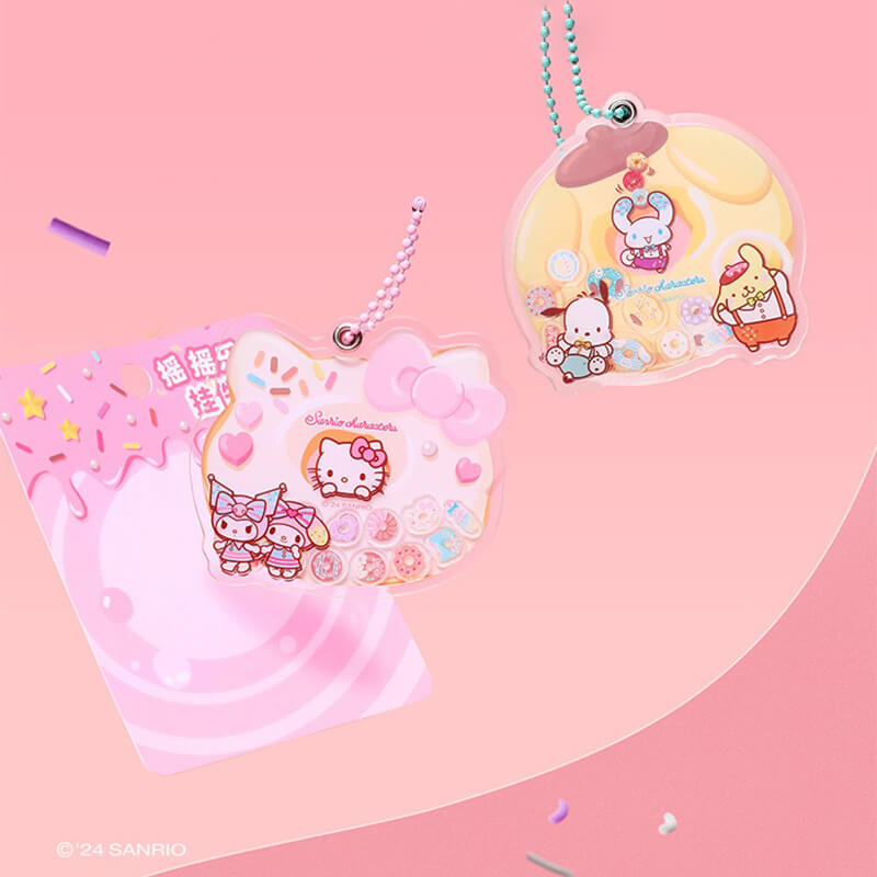 2024-New-Release-Sanrio-Donut-Series-Acrylic-Shaker-Pendants-With-Ballchains