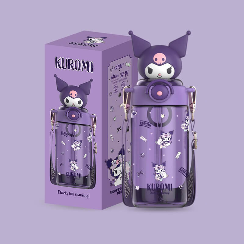 2024-New-Release-Sanrio-Sunshine-Series-Kuromi-Doll-Portable-Straw-Water-Bottle-650ml-In-Purple