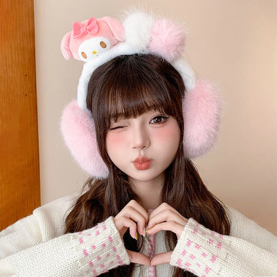 2024-Sanrio-License-My-Melody-Plush-pom-poms-Winter-Ear-Warmers