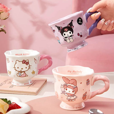 2024-Sanrio-New-Release-Stylish-Ceramic-Goblet-Mugs-With-Cute-Twisted-Handle