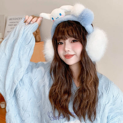 2024-Sanrio-Winter-Release-Cinnamoroll-Plush-Pom-Poms-Fluffy-Earmuffs