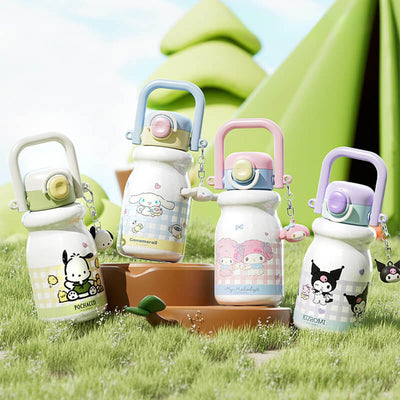 4-Sanrio-Character-Thermos-Cup-With-Handle-Strap-Pochacoo-Cinnamoroll-My-Melody-Kuromi
