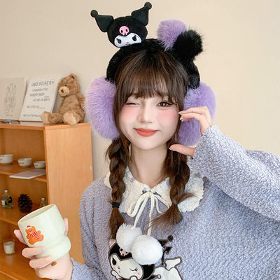 A-Kawaii-Girl-Wearing-Kuromi-Sweater-And-Kuromi-Plush-Earmuffs