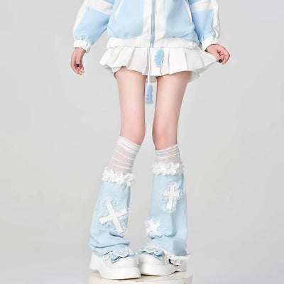 Baby-Blue-Cross-Applique-Lace-Trim-Leg-Warmers-Outfit