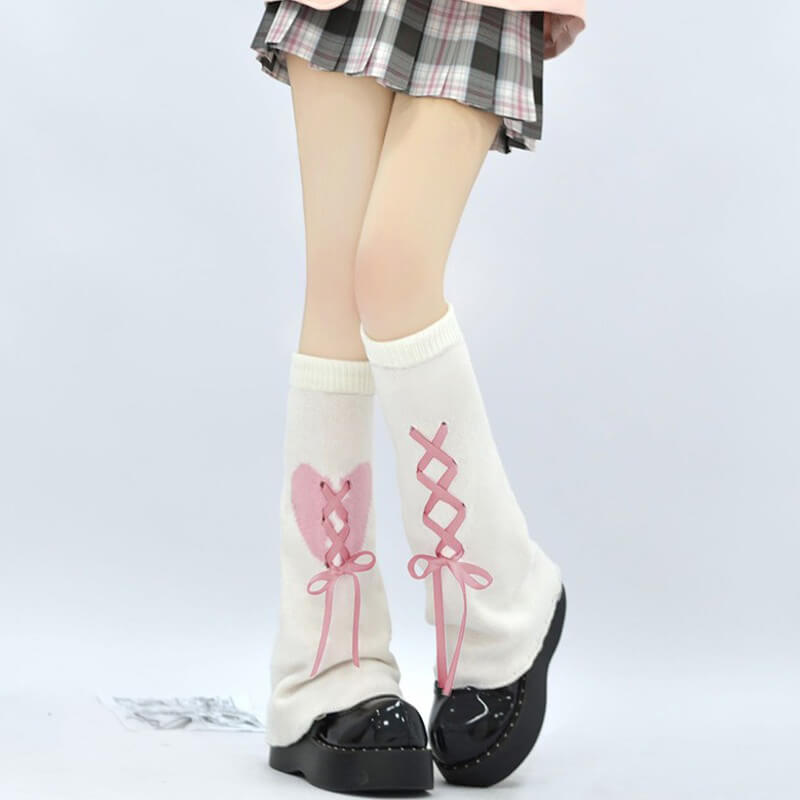 Broken-Heart-Lace-Up-Knitted-Flare-Leg-Warmers-In-White-Pink