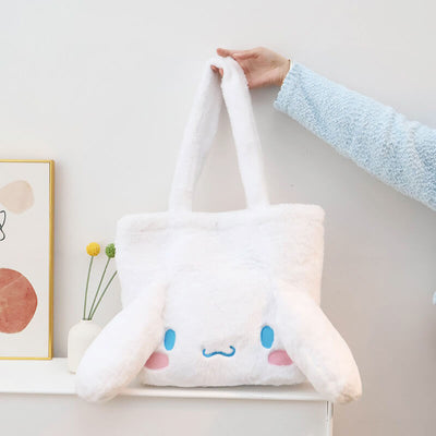 Cinnamoroll-3D-Face-Fluffy-Tote-Bag-White