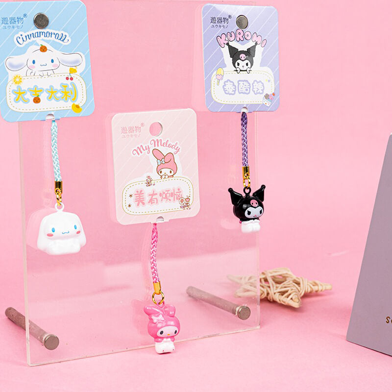 Cinnamoroll-Kuromi-My-Melody-Full-Body-Doll-Bell-Charm-Phone-Straps