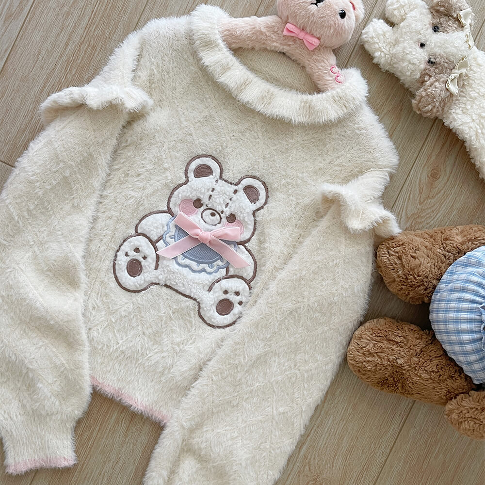 Cute-Bear-Embroidery-Faux-Mink-Fleece-White-Sweater