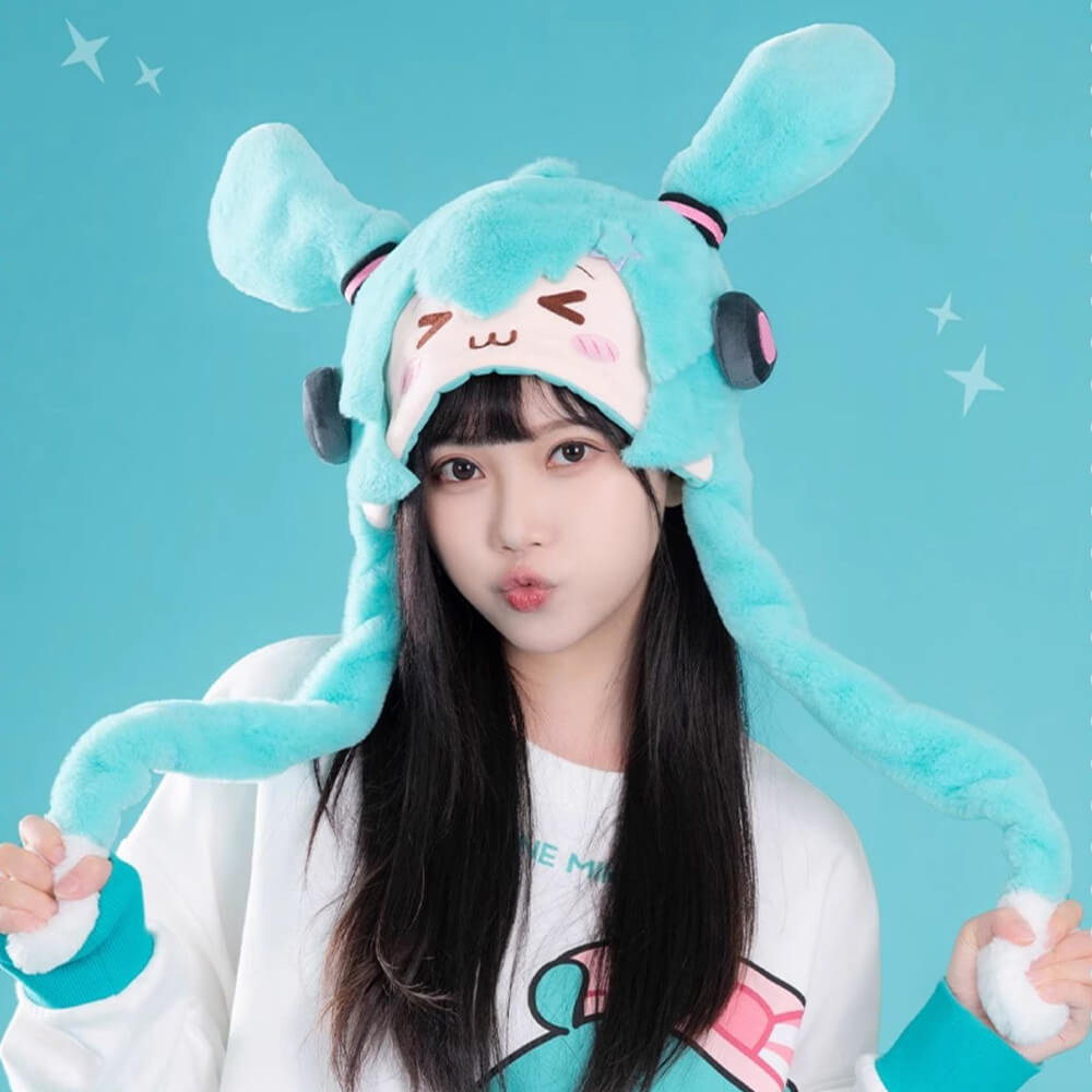 Cute-Girly-Hatsune-Miku-Plushie-Hat-With-Dancing-Ears