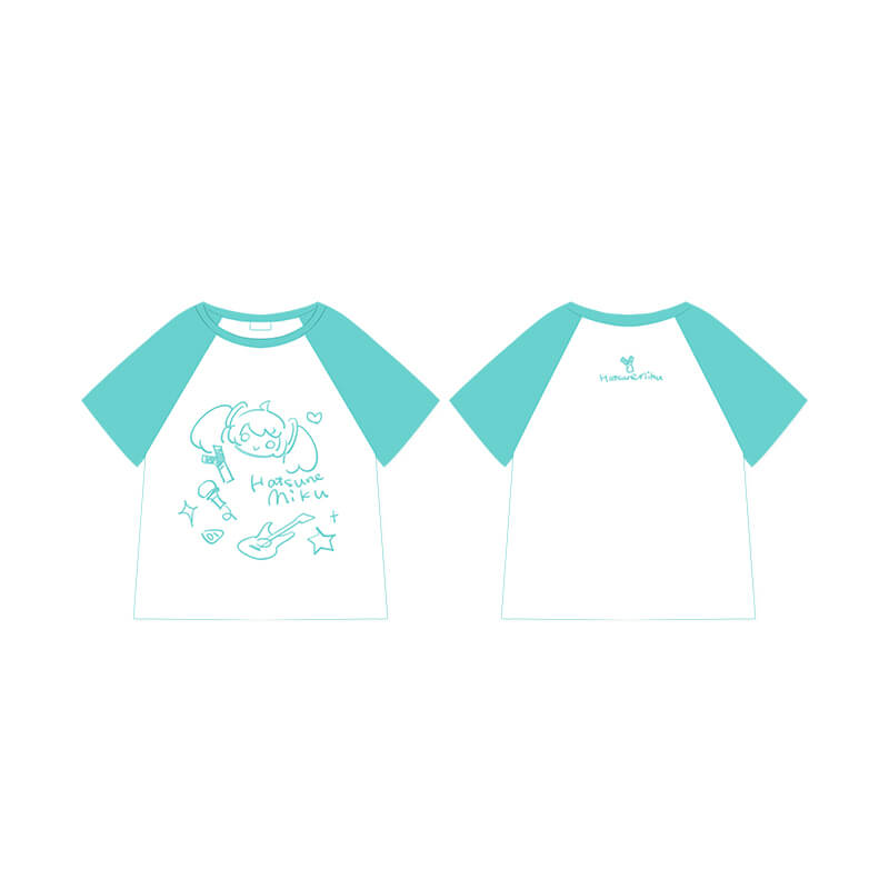 Cute-Reglan-Short-Sleeve-T-Shirt-with-Doodle-Hatsune-Miku-Doodle-Graphic