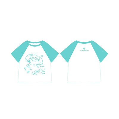 Cute-Reglan-Short-Sleeve-T-Shirt-with-Doodle-Hatsune-Miku-Doodle-Graphic