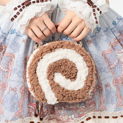 Dark-Coffee-Round-Cake-Roll-Shaped-Lolita-Bag