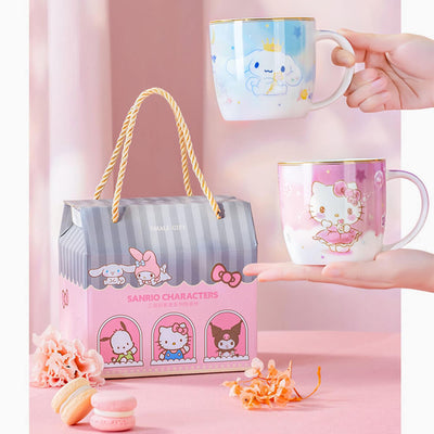 Each mug comes with a stunning sanrio themed gift box featuring a rope handle