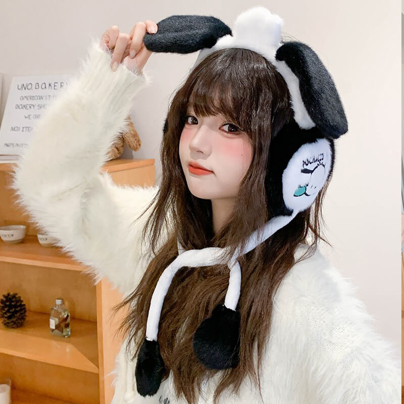 Embroidery-Pochacco-Earmuffs-Flap-Ears-with-a-Pinch