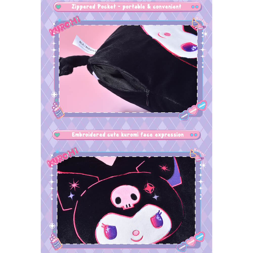 Featuring-Zippered-Pocket-To-Easy-Storage-The-Blanket-And-Cute-Embroidery-Kuromi-Face-Expression