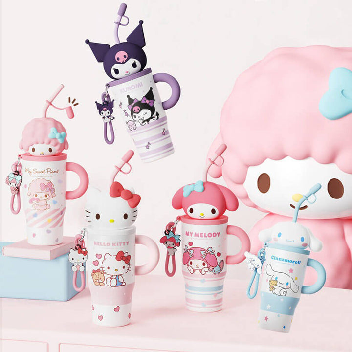 Sanrio Straw Tumbler 580ml 3D Character Lid with Charm Strap