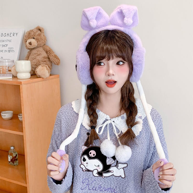 Kuromi Earmuffs with Moving Flap Ears | KawaiiEnvy