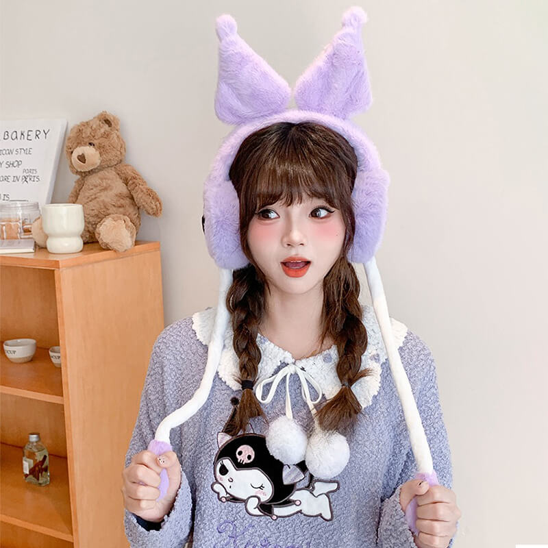 Flap-Dancing-Ears-Purple-Kuromi-Earmuffs-Ears-Up