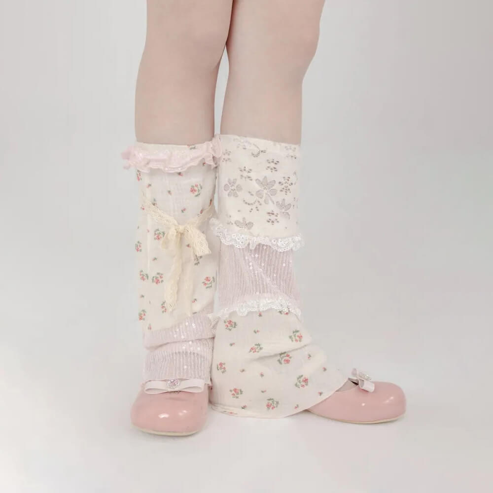 Lace Floral Patchwork Sequines Summer Leg Warmers – KawaiiEnvy
