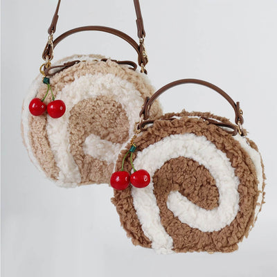 Fluffy-Cake-Shaped-Bags-With-Cherry-Bag-Charm