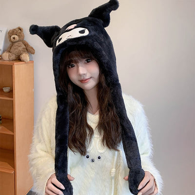 Fun-Black-Kuromi-Flap-Ears-Sanrio-Plush-Hat