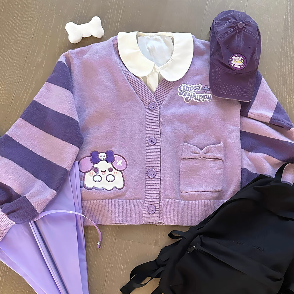 Ghost-Puppy-Purple-Loose-Knit-Cardigan-OOTD