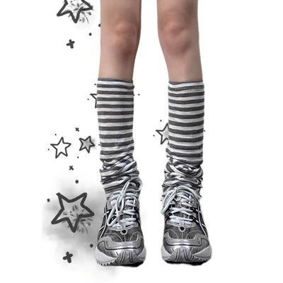 Grey-And-White-Stripes-Versatile-Over-the-Knee-Striped-Leg-Warmers