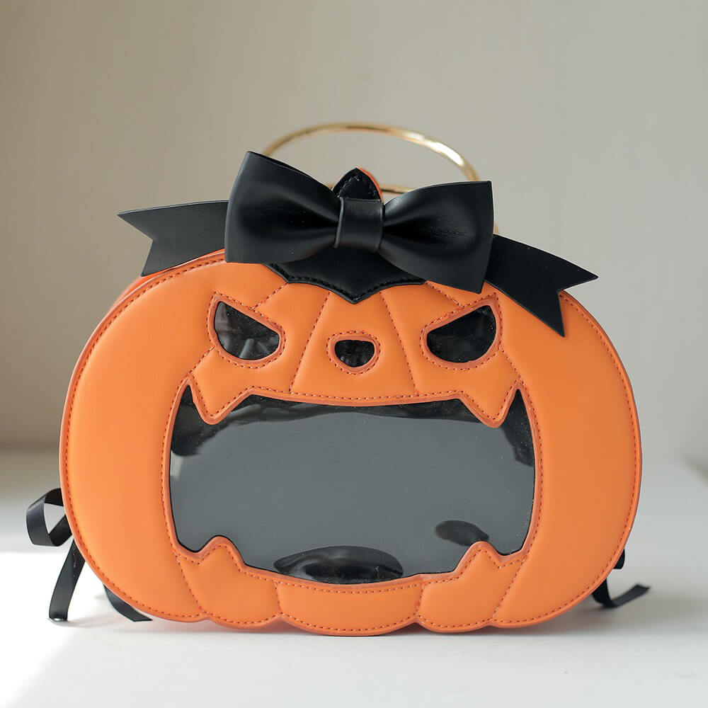 Halloween-Accessory-Orange-Pumpkin-Shaped-Ita-Bag-With-Handle-And-Shoulder-Strap