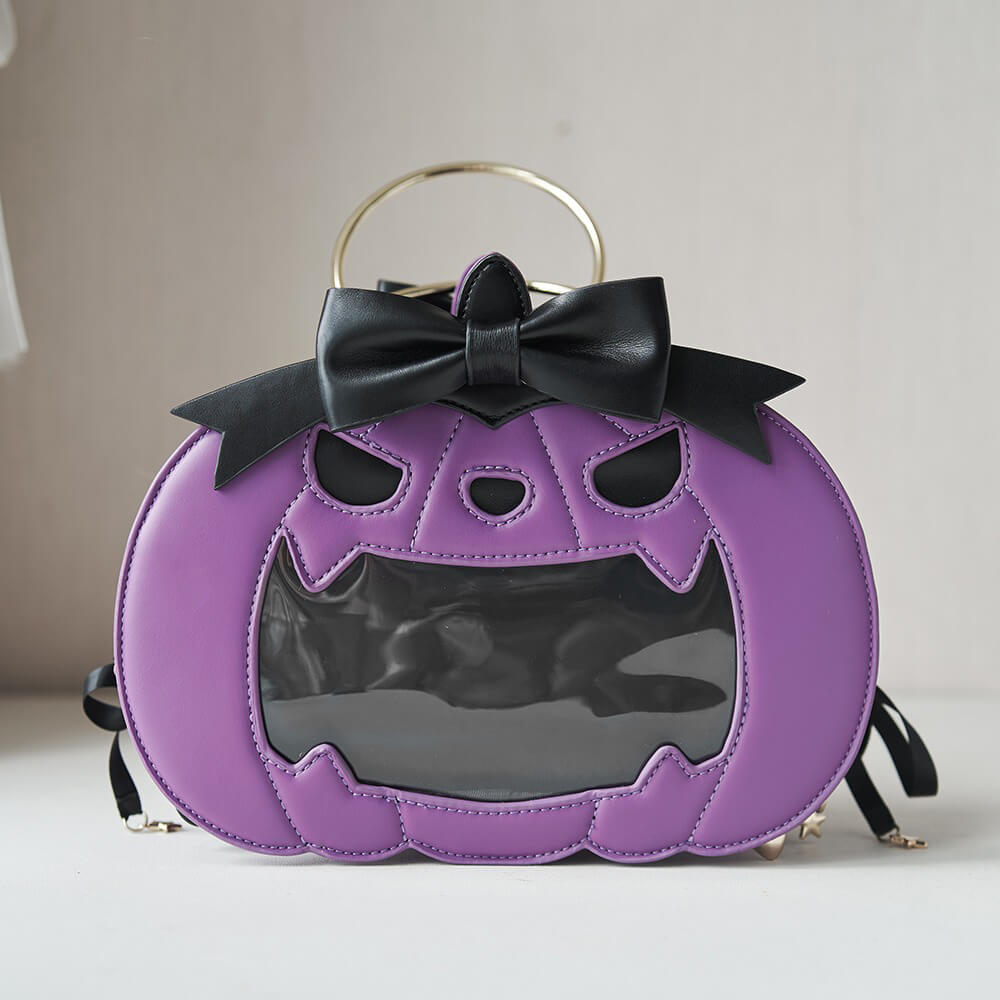 Halloween-Accessory-Purple-Pumpkin-Shaped-Ita-Bag-With-Handle-And-Shoulder-Strap