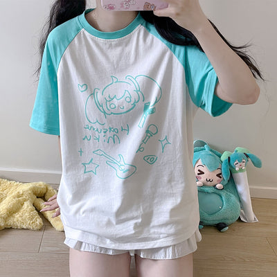 Hatsune-Miku-Cute-Reglan-Short-Sleeve-T-Shirt