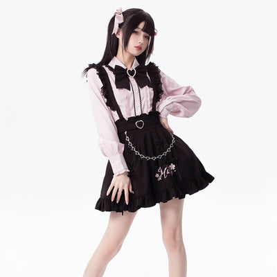 Hatsune-Miku-Jirai-Kei-Sakura-Outfit-Pink-Blouse-and-Black-Skirt-Set