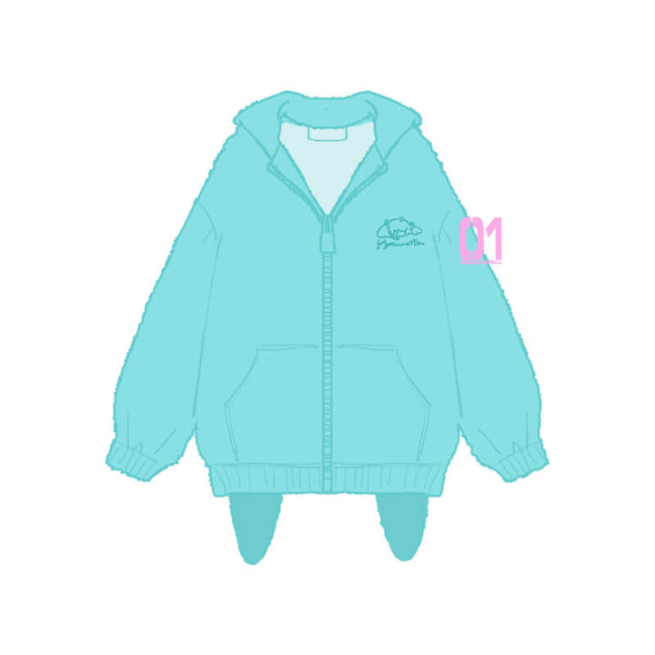 Hatsune Miku Long Turquoise Twintails Hat Full Zip Jacket – KawaiiEnvy