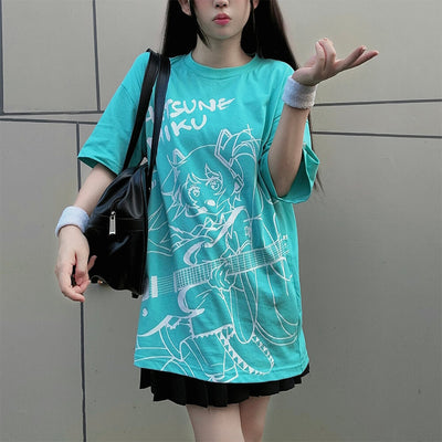 Hatsune-Miku-Playing-Guita-Print-Loose-T-Shirt