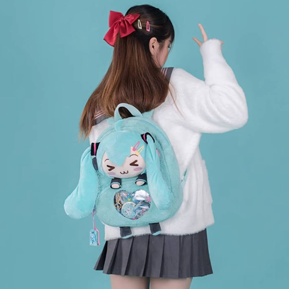 anime vocaloid miku hatsune backpack pu leather girls white purse Hatsune Miku Winky Plush Ita Backpack