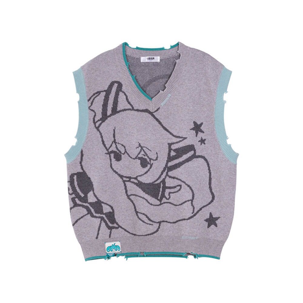 Hatsune Miku Knit Vest - V-Neck Y2K Style – KawaiiEnvy