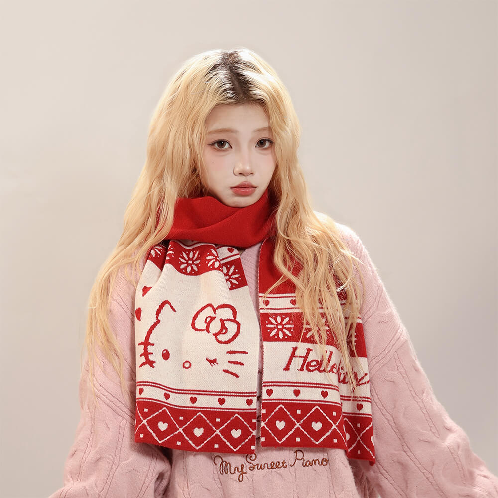 Hello-Kitty-Red-Knit-Scarf