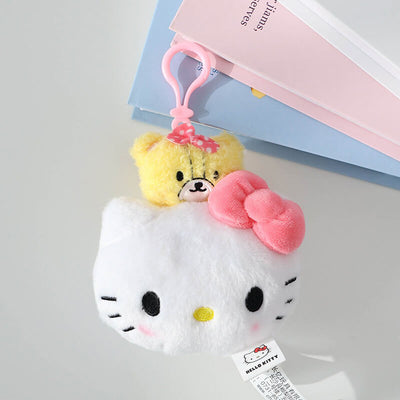 Hello-Kitty-Sanrio-plush-keychain-with-tiny-chum-on-top