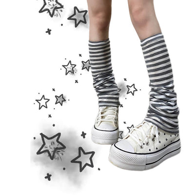 J-fashion-Harajuku-Grey-And-White-Stripes-Versatile-Over-the-Knee-Striped-Leg-Warmers